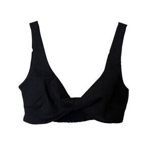 boa Because of Alice Black Linen Twist Wrap Bralette Size S Layering Going Out